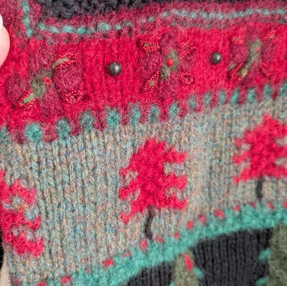 Talbots Vintage Christmas Wool Button-Up Cardigan M - Picture 6 of 12